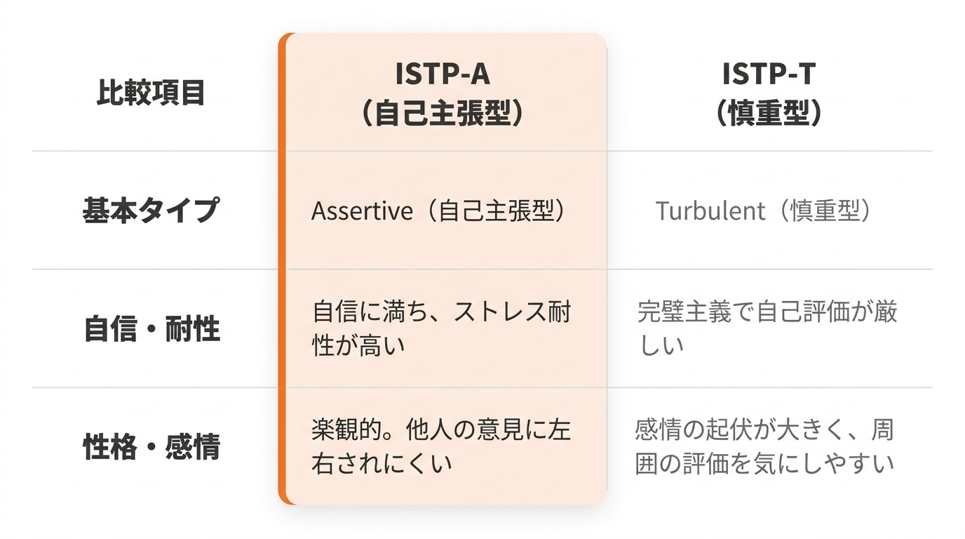ISTP-AとISTP-Tで異なる行動傾向