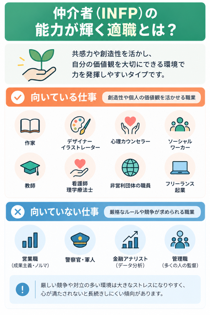 仲介者（INFP）の向いている仕事・向いてないない仕事