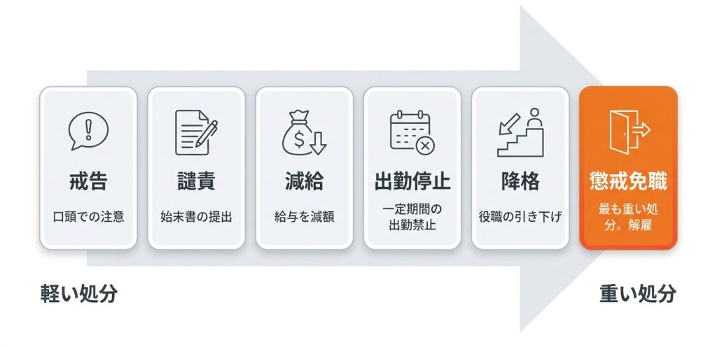 停職とは_減給や戒告、免職といった他の懲戒処分との重さの比較_グラフ